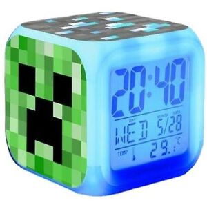 HÉLOISE Minecraft Colorful Color Changing Quartet Alarm Clock Led Night Light Birthday Gift Christmas Gift 1