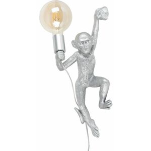 Valuelights - Monkey Wall Light Fitting Holding Light Bulb - Silver - Including led Bulb