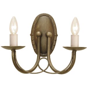 Minster - 2 Light Indoor Candle Wall Light Black, Gold, E14 - Elstead