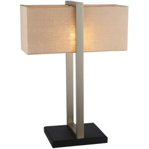 Livigno Table Lamp Satin Nickel Plate & Natural Linen - Merano