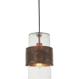 Merano Palermo Pendant Ceiling Light Copper Patina Plate & Clear Glass