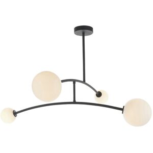 Rovigo 4 Light Ceiling Semi Flush Textured Matt Black & Gloss Opal Glass - Merano