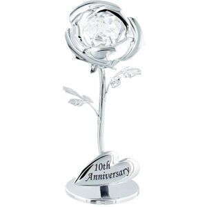 Happy Homewares - Modern 10th Anniversary Silver Plated Flower with Clear Swarovski Crystal Bead by Silver Plated