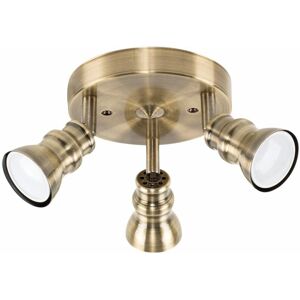 Valuelights - Industrial 3 Way Ceiling Spotlight in Antique Brass - Cool White Bulbs