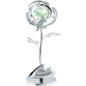 Happy Homewares - Modern 55th Anniversary Silver Plated Flower with Green Swarovski Crystal Bead by Silver Plated