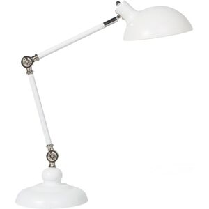 Beliani - Modern Adjustable Desk Lamp White Metal Office Study Light Round Shade Meramec - White