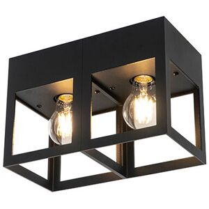 QAZQA Modern ceiling lamp black 2-light - Cela - Black