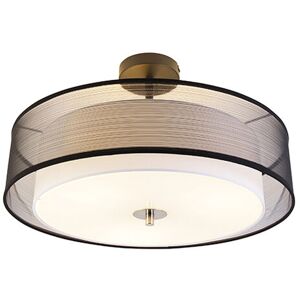 QAZQA Modern ceiling lamp black and white 50 cm 3-light - Drum Duo - Black