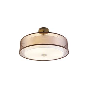 QAZQA Modern ceiling lamp brown with white 50 cm 3 lights - Drum Duo - Brown