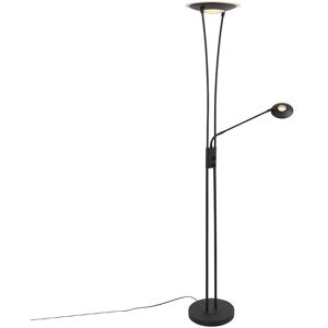 QAZQA Modern floor lamp black incl. led with reading arm - Ibiza - Black