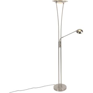 QAZQA Modern floor lamp steel incl. led with reading arm - Ibiza - Steel