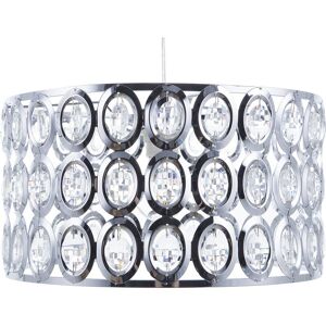 Beliani - Modern Glam Pendant Lamp Silver Drum Shade Rhinestones Crystals Tenna s - Silver