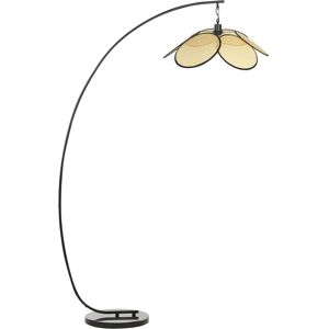 Beliani - Modern Living Room Floor Arc Lamp Paper Shade Rattan Effect Beige Merrica - Black