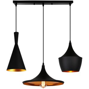 AXHUP Modern Pendant Lighting Fitting, Industrial 3 Lights Musical Instrument Shape Hanging Lamp Chandelier with Lampshade for Living Room Kitchen Island