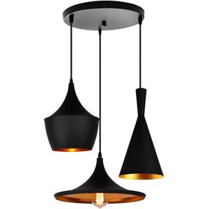 AXHUP Modern Pendant Lighting Fitting, Industrial 3 Lights Spiral Musical Instrument Shape Hanging Lamp Chandelier with Lampshade for Living Room Kitchen