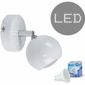 Valuelights - Adjustable Retro Eyeball Single Spotlight - White + Cool White Bulb