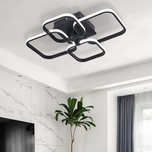 LIVINGANDHOME Modern Square led Ceiling Lamp Chandelier Light, Black Frame-4 Head Cool White