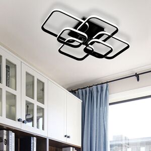 Livingandhome - Modern Square led Ceiling Lamp Chandelier Light, Black Frame-6 Head Cool White