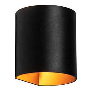 QAZQA Modern wall lamp black with brass - Sabbio - Gold/Messing