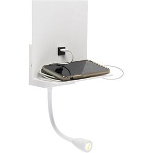 Qazqa - Modern wall lamp white with usb and flex arm - Flero - White