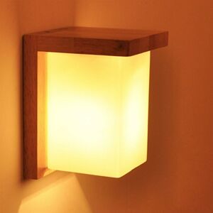 LANGRAY Modern Wooden Wall Lights Lighting Loft Wooden Base Led for Bedside Bedrooms Living Room - White 2