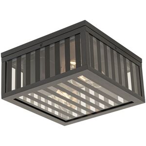 QAZQA Modern outdoor ceiling lamp black with smoke glass 2-light IP44 - Dijon - Black