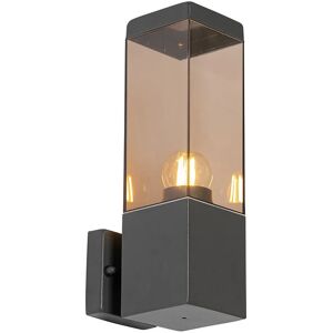 QAZQA Modern outdoor wall lamp dark gray with smoke - Malios - Bronze