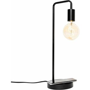 Qazqa - Modern black table lamp with wireless charging - Facil - Black