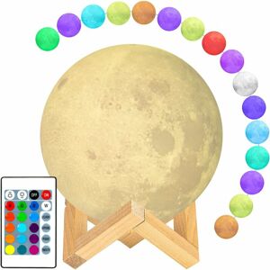 Langray - Moon Lamp, 16 Colors led 3D Print Moon Light with Stand & Touch Control and usb Rechargeable, Moon Light Lamps for Kid Friends Lover