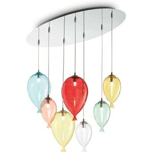 Clown - 7 Light Oval Balloon Cluster Pendant Multi-coloured, G9 - Ideal Lux