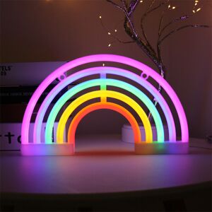 AOUGO Neon Lights,Hanging Neon Lights USB/Battery Planet Lamp Neon Light for Bar,Wedding Decor,Birthday Party etc.(Rainbow,30.3x2x18cm)