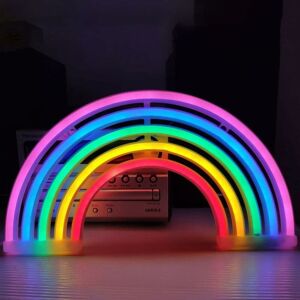 GROOFOO Neon Sign Rainbow Night Light led Lamp Night Wall Sconce led Neon Lights Light Neon Signs,Battery or usb Powered,Wall Decoration,Christmas Gifts,Home