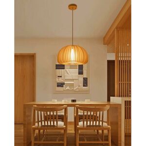 Denuotop - Nordic Pumpkin Ceiling Light Japanese Pendant Light Solid Wood Lighting for Bedroom Kitchen Restaurant Living Room (Size: Width: 18cm)