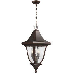 Elstead Oakmont - 3 Light Medium Outdoor Ceiling Chain Lantern Bronze, E14