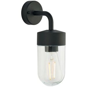 Endon - North - 1 Light Outdoor Wall Light Textured Matt Black & Clear Glass IP44, E27