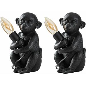 Minisun - 2 x Baby Monkey Table Lamps - Black - No Bulb