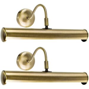 VALUELIGHTS 2 x Traditional Indoor Picture Wall Light Fittings - Antique Brass - Including led Bulb