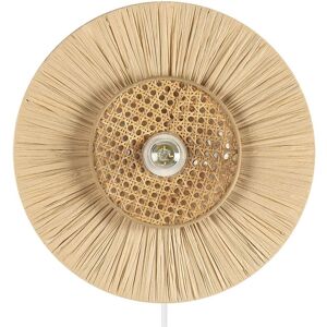 BELIANI Paper Wall Lamp Accent Light Shade Natural and Rattan Yaapi - Natural