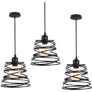 AXHUP Pendant Light Fixture Ø20cm Spring Shape, Vintage Industrial Metal Hanging Ceiling Lamp Creative Chandelier for Living Room Kitchen Island - 3X Black