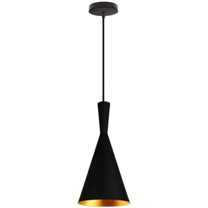 AXHUP Pendant Lighting Fitting Modern Hanging Ceiling Light Fixtures with Ø19cm Black Lampshade Retro Industrial Metal Musical Instrument Shape Chandelier