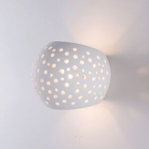 Harperliving - Perforated Up/Down Ceramic Wall Light, Open Sphere Shade, 1xG9 Bulb Cap 25 Watts Maximum, White finish