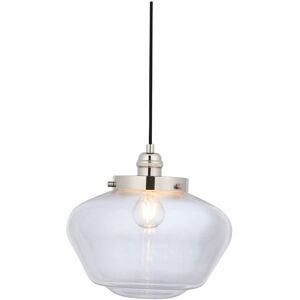 LOOPS Polished Nickel Ceiling Pendant Light Clear Glass Shade Hanging Lighting Fixture