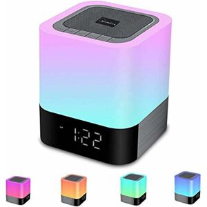 PESCE Portable Bluetooth Speaker Speaker led Bedside Lamp with Touch Control, Color Changing Night Light Table Lamp with Alarm Clock for Bedroom