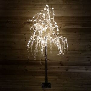 SAMUEL ALEXANDER Premier 180cm Christmas Flocked Willow Tree 200 Warm White Lights and Flash Function