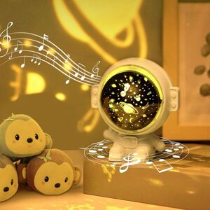 DENUOTOP Astronaut Star Sky Projector, 360° Rotation Astronaut Projector with 8 Music 3 Projection Themes usb Child Night Light, for Bedroom Gift [Energy