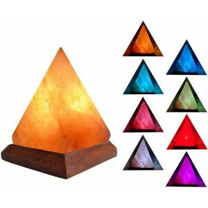 HOOPZI Pyramid Salt Lamp, Himalayan Salt Colorful Negative Light Release Ion Lamp with Wooden Base