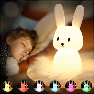RHAFAYRE Rabbit Night Light Baby Touch 7 Colors usb Rechargeable Can Be Timed Night Light Kids Deco Lamp For Christmas Decoration Kid Room Birthday Gift