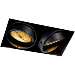 QAZQA Recessed spot black 2-light GU10 AR111 Trimless - Oneon Honey - Black