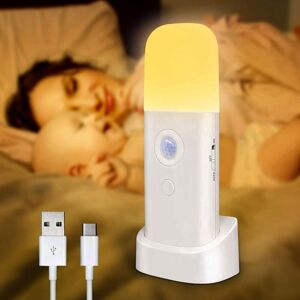 TINOR Rechargeable Adult Led Night Light, 2000mAh Indoor Motion Sensor Lamp, 5-Level Adjustable Brightness Very Suitable for Child and Baby (Warm Light)