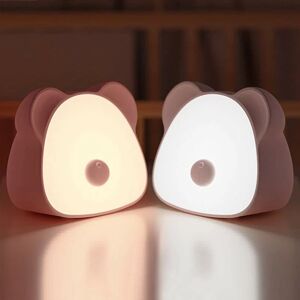 HÉLOISE Rechargeable Kids Night Light, 2 Pieces Touch Bedside Bear Lamp, Nomadic Night Light for Baby Nursing, Portable led Night Light for Boys Bedroom,